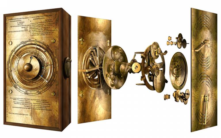 Exploded model of the cosmos gearing of the Antikythera mechanism © Tony Freeth