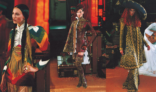 Designs from John Galliano’s haute couture collection for Dior, 1998-99.