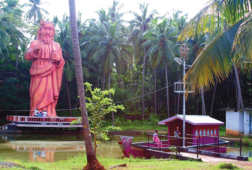 A statue of St Thomas at the Palayur Jetty, Kerala.