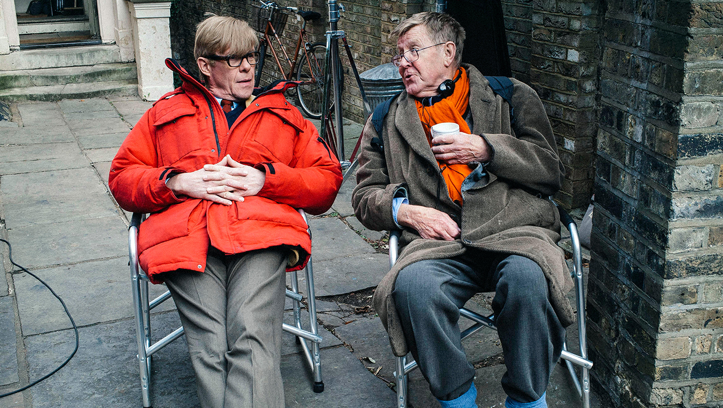 Alan Bennett with Alex Jennings on the set of The Lady in the Van.