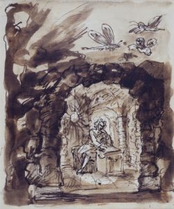 William Kent’s drawing of Pope in his grotto.