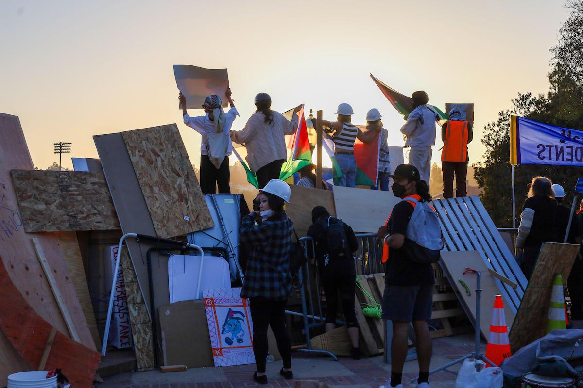 The Palestine Solidarity Encampment at UCLA on 1 May. Photo © Amy Katz / ZUMA Press Wire / Alamy