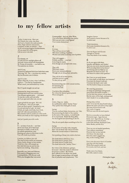 ‘To My Fellow Artists’ (1958)