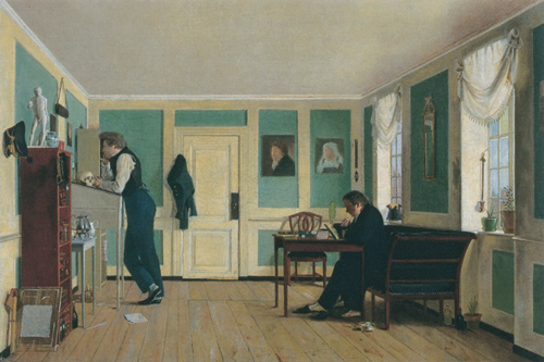 Wilhelm Bendz, ‘Interior from Amaliegade with the Artist’s Brothers’ (c. 1829)