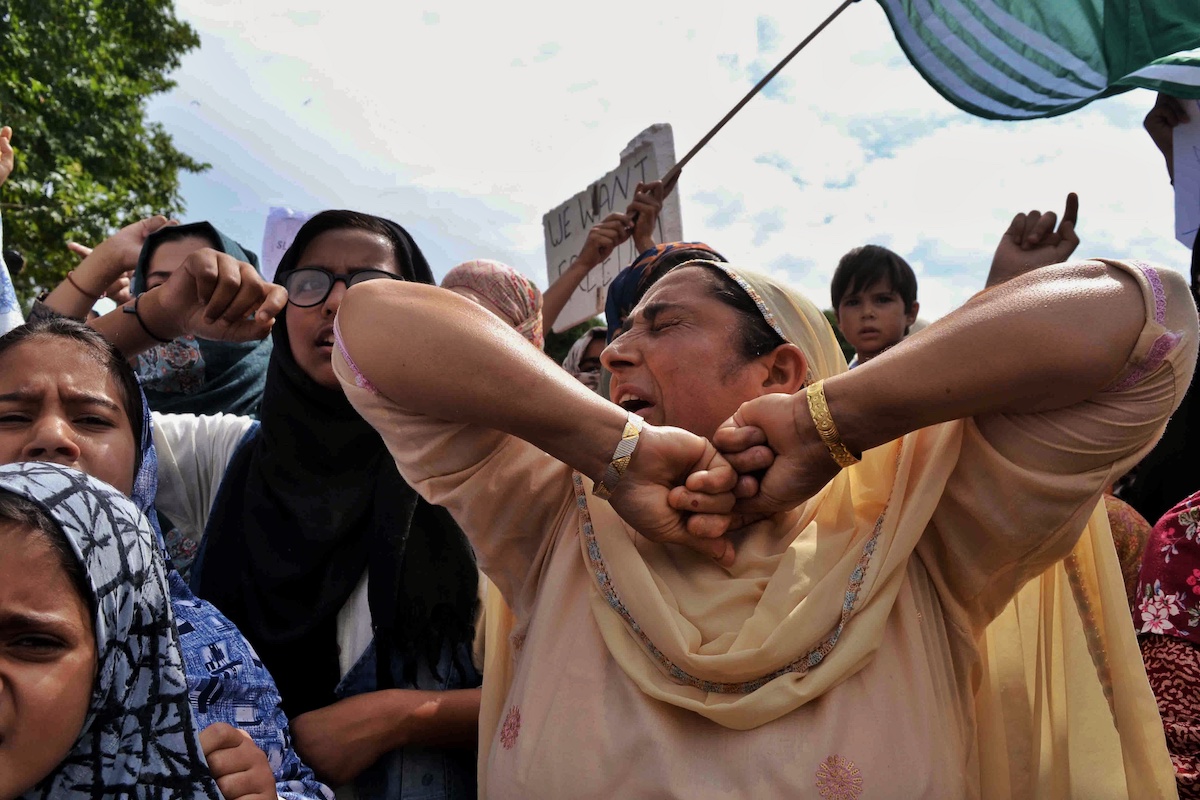 Women protesting in Srinagar, Kashmir, against the abrogation of Articles 370 and 35A of the Indian Constitution, 30 August 2019. Photo © Masrat Zahra