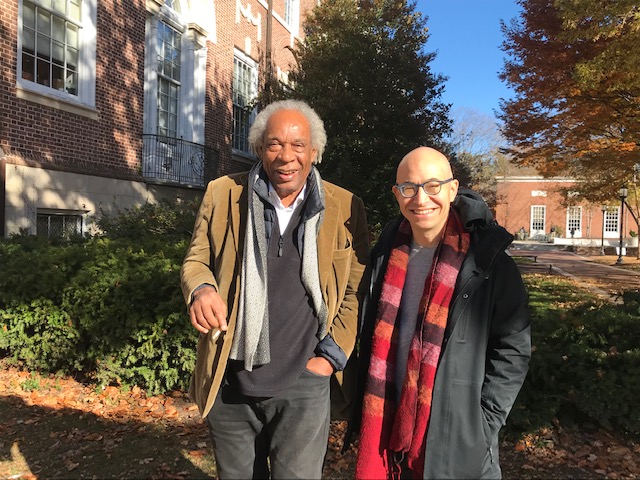Jacques Coursil and Adam Shatz at Johns Hopkins University, Baltimore, in November 2019.