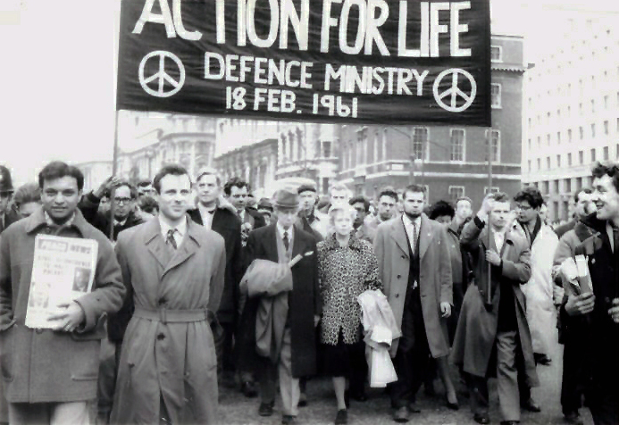 Bertrand Russell leading an anti-nuclear march in London in 1961