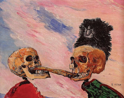 James Ensor, ‘Two Skeletons Fighting Over a Pickled Herring’ (1891)