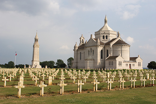 The basilica and tower at Notre Dame de Lorette.