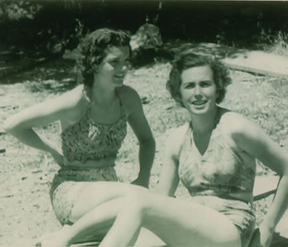 Jacqueline Bouvier and Claude de Renty, daughter of the comtesse, on the southern leg of their road trip around France in 1950.