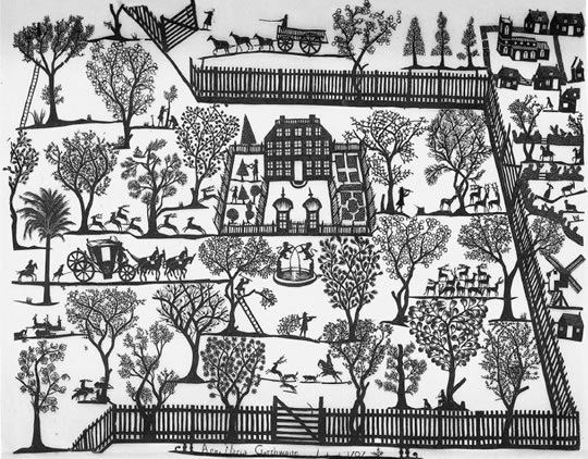 Cut-paper work by Anna Maria Garthwaite (1707)