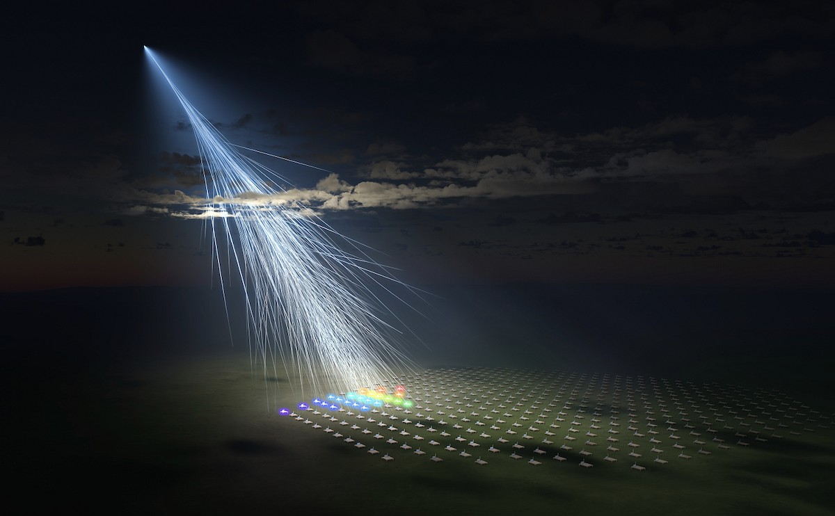 Artist’s impression of the high energy particle being detected by the Telescope Array. Photo © Osaka Metropolitan University/L-INSIGHT, Kyoto University/Ryuunosuke Takeshige