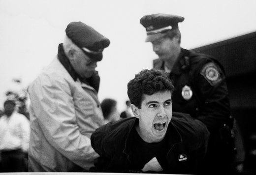 Peter Staley being arrested during a protest at Astra Pharmaceuticals in 1989