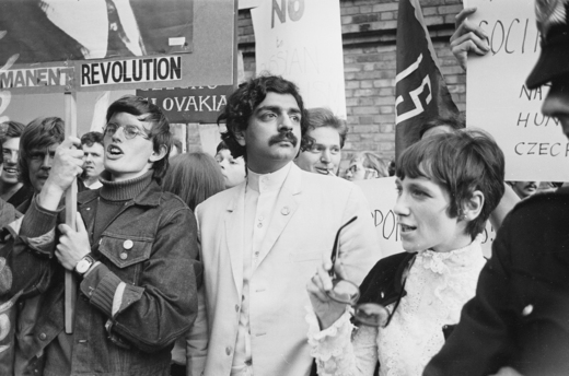 Tariq Ali at the protest against the Soviet invasion of Czechoslovakia, London, 1968.