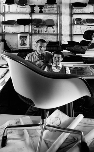 Charles and Ray Eames in their studio in Venice, California (1974).