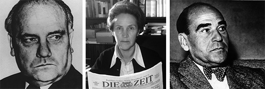 From left to right, Paul Sethe, Marion Dönhoff, Hans Zehrer.