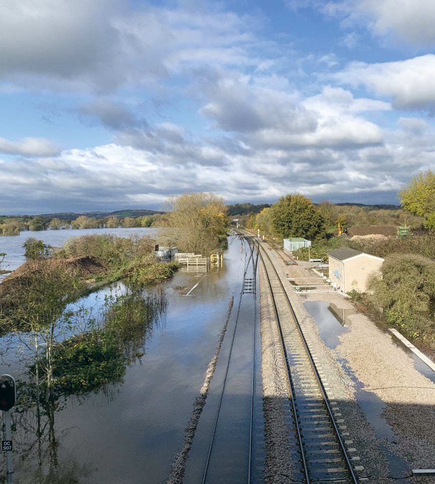 Flooded railway line
